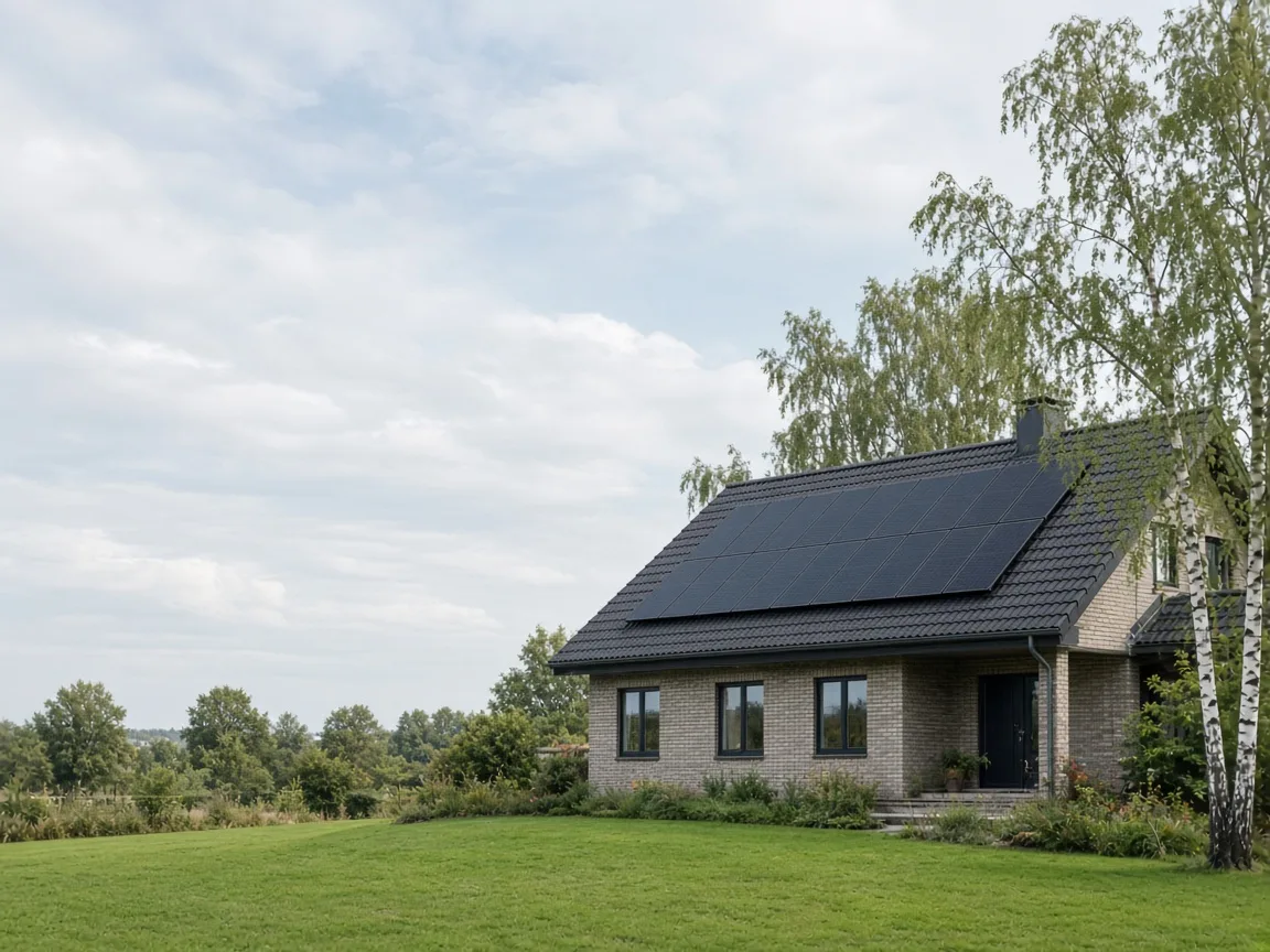 Dansk villa med solceller på taget